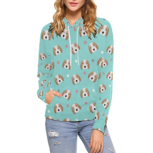 Beagle Paw Pattern Print Women Pullover Hoodie-grizzshop