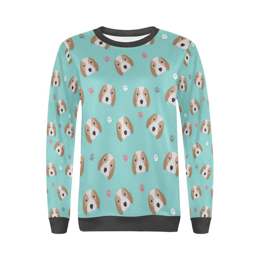 Beagle Paw Pattern Print Women's Sweatshirt-grizzshop