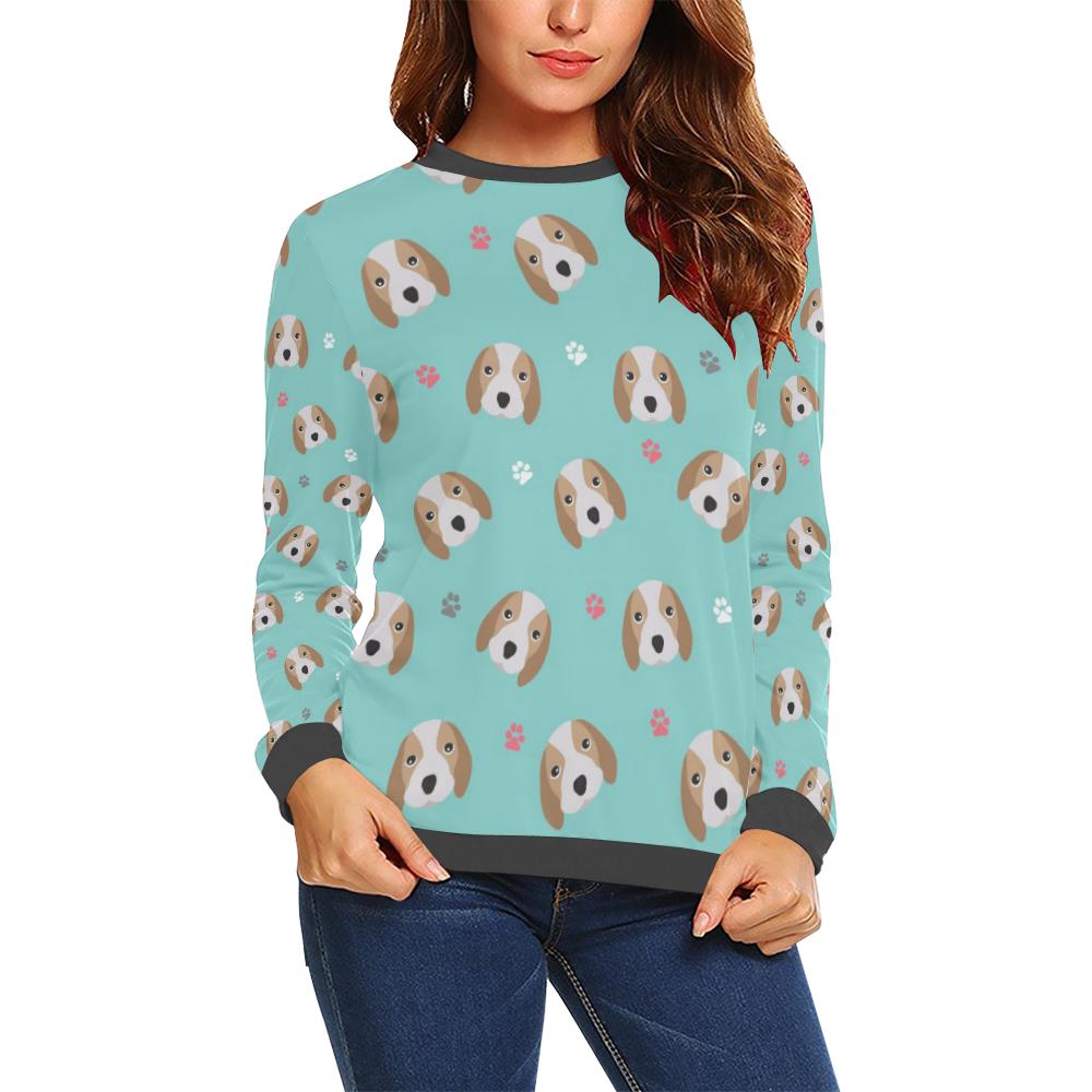 Beagle Paw Pattern Print Women's Sweatshirt-grizzshop