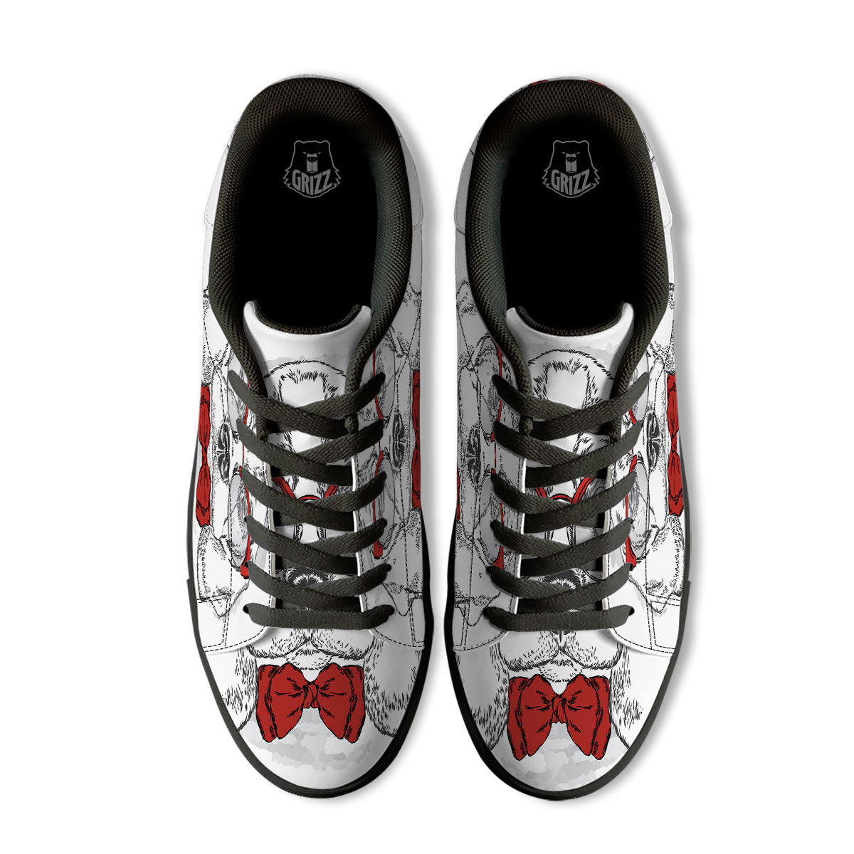 Beagle With Glasses Hipster Print Black Low Top Sneakers-grizzshop