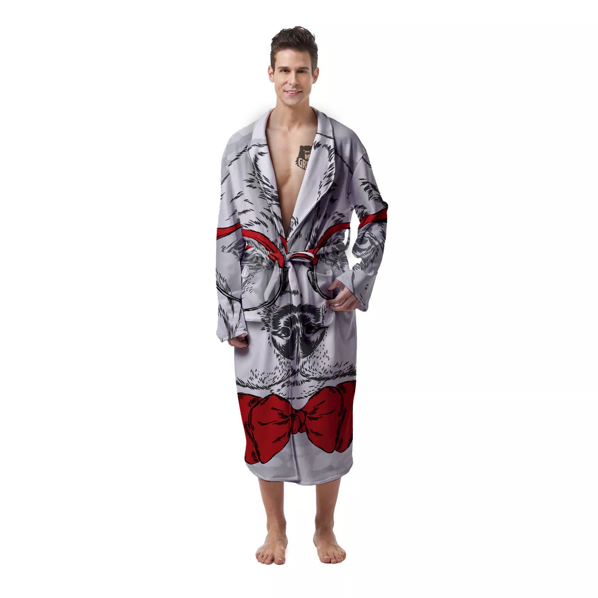 Beagle With Glasses Hipster Print Men's Robe-grizzshop