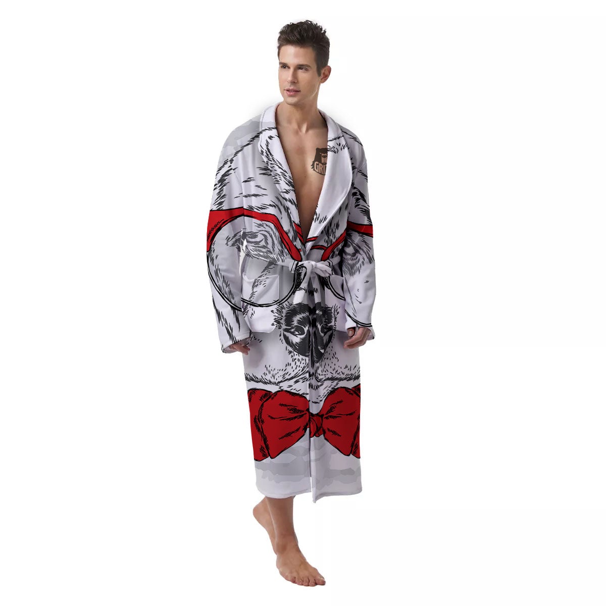 Beagle With Glasses Hipster Print Men's Robe-grizzshop