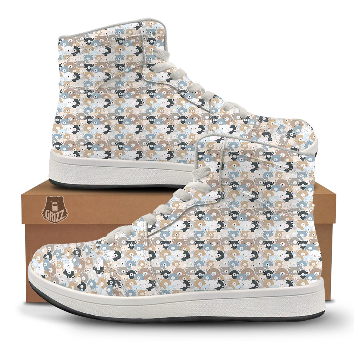 Bear Cute Print Pattern High Top Sneakers-grizzshop