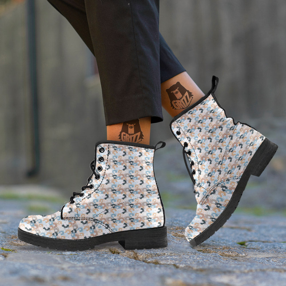 Bear Cute Print Pattern Leather Boots-grizzshop