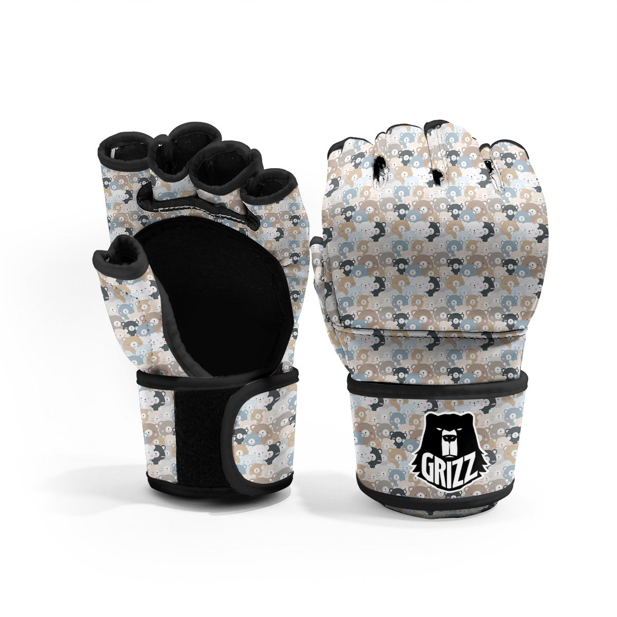 Bear Cute Print Pattern MMA Gloves-grizzshop