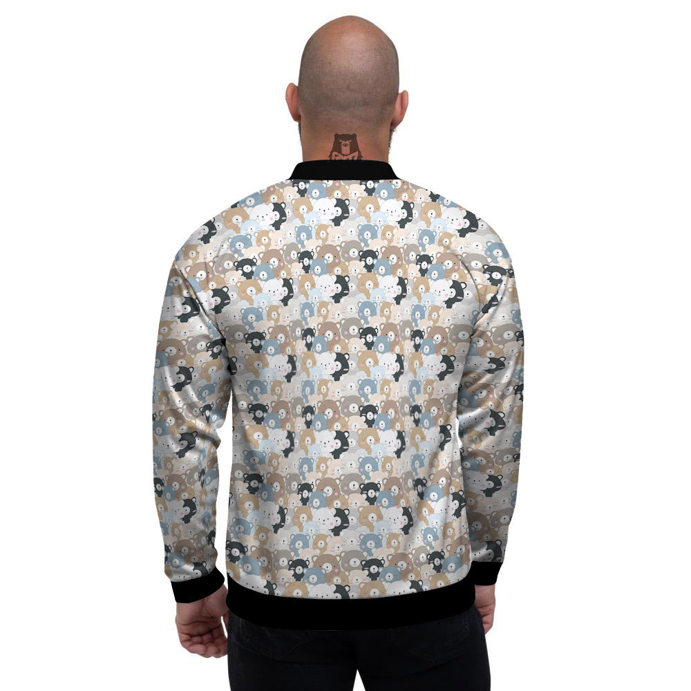 Bear Cute Print Pattern Men's Bomber Jacket-grizzshop