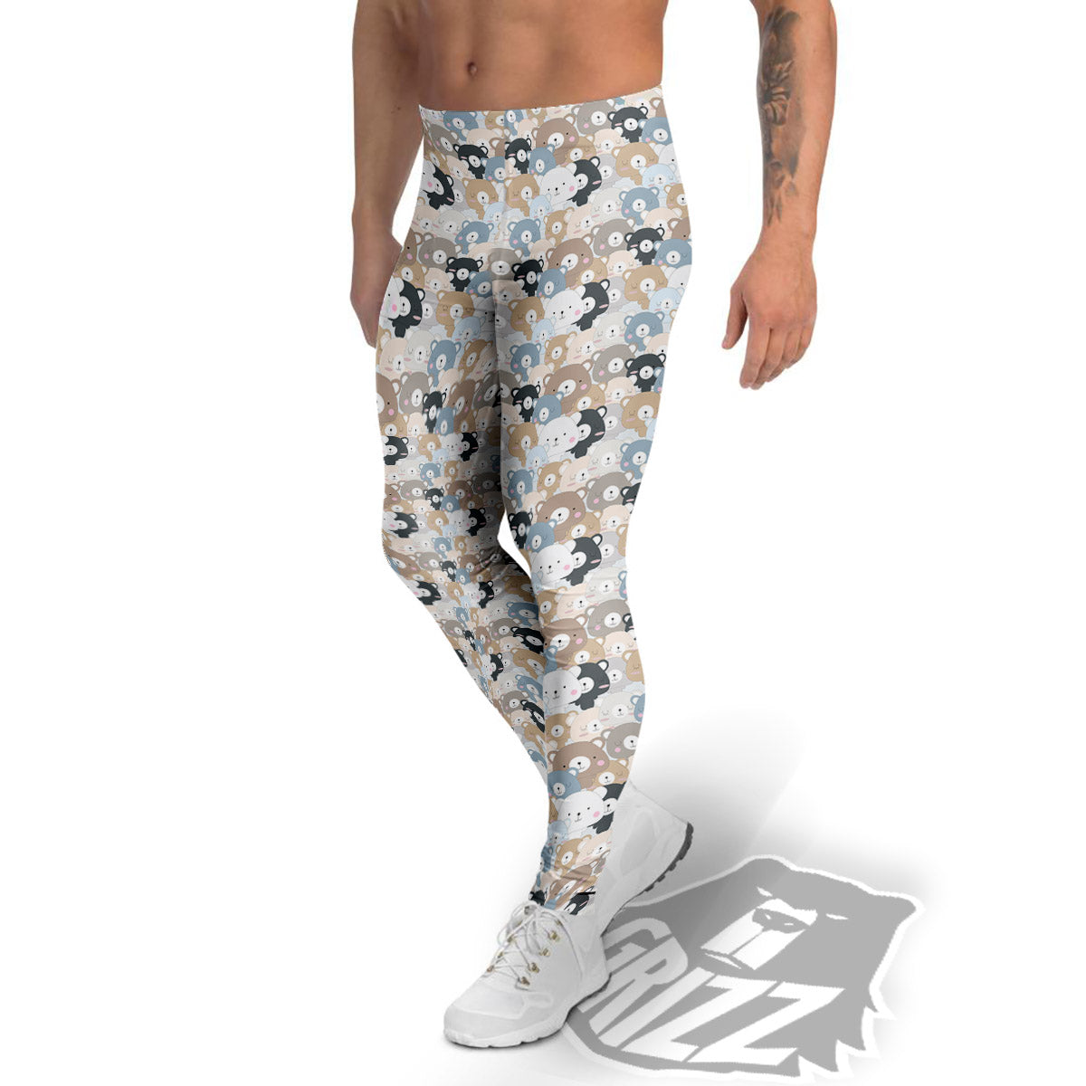 Bear Cute Print Pattern Men's Leggings-grizzshop