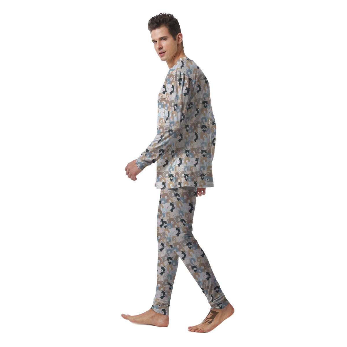 Bear Cute Print Pattern Men's Pajamas-grizzshop