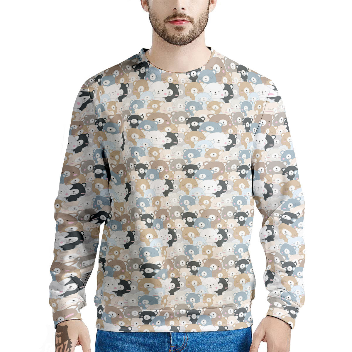 Bear Cute Print Pattern Men's Sweatshirt-grizzshop
