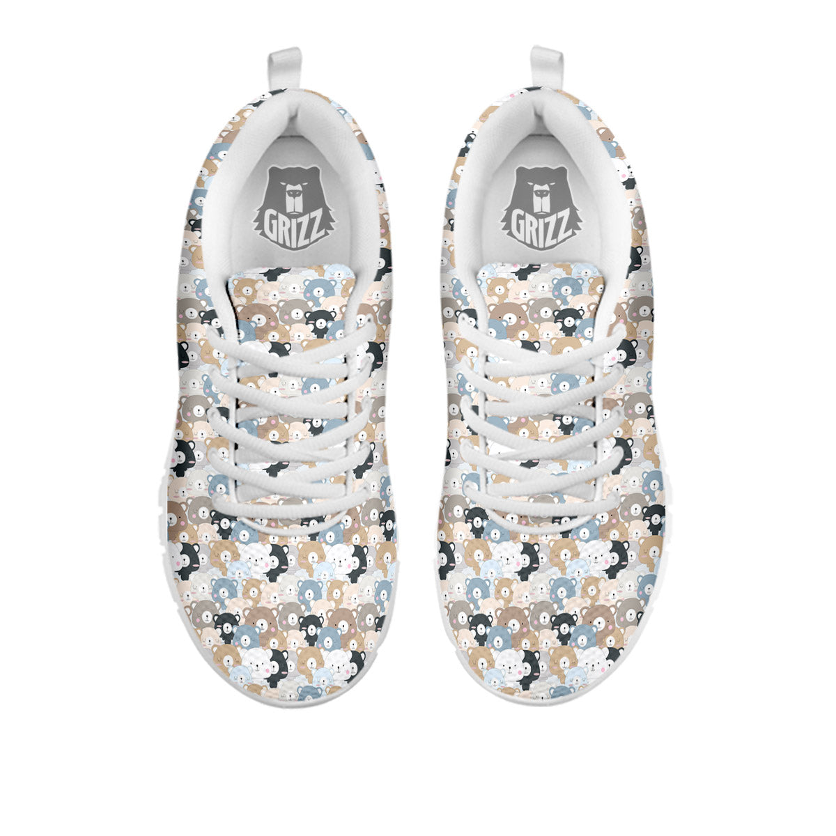 Bear Cute Print Pattern White Sneaker-grizzshop