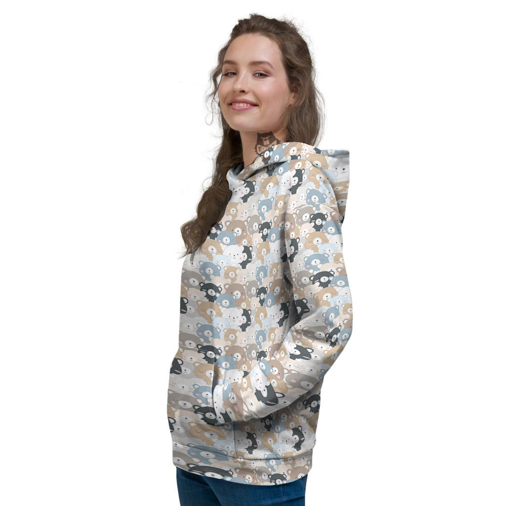 Bear Cute Print Pattern Women's Hoodie-grizzshop