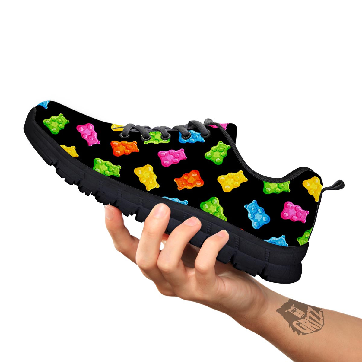 Bear Sweet Gummy Print Pattern Black Sneaker-grizzshop