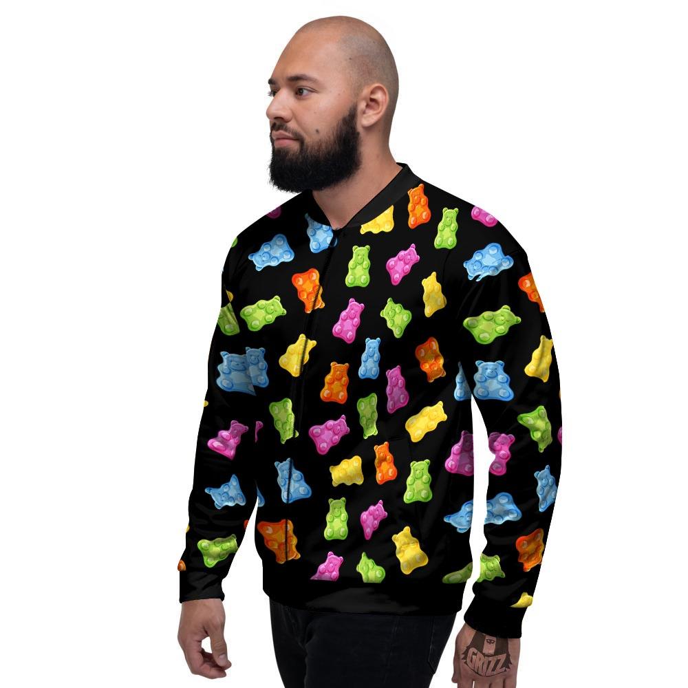 Bear Sweet Gummy Print Pattern Men's Bomber Jacket-grizzshop