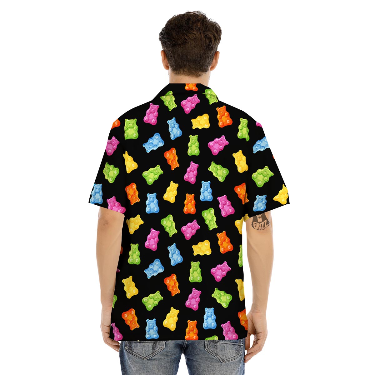 Bear Sweet Gummy Print Pattern Men's Hawaiian Shirt-grizzshop