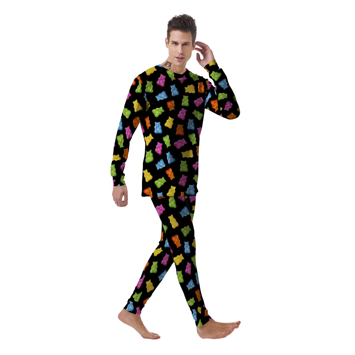 Bear Sweet Gummy Print Pattern Men's Pajamas-grizzshop