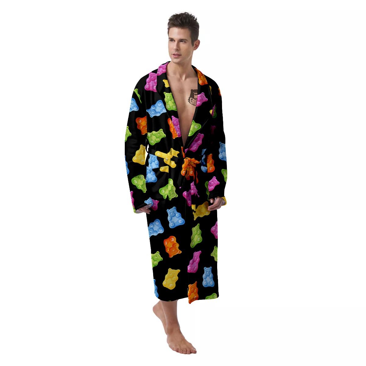 Bear Sweet Gummy Print Pattern Men's Robe-grizzshop