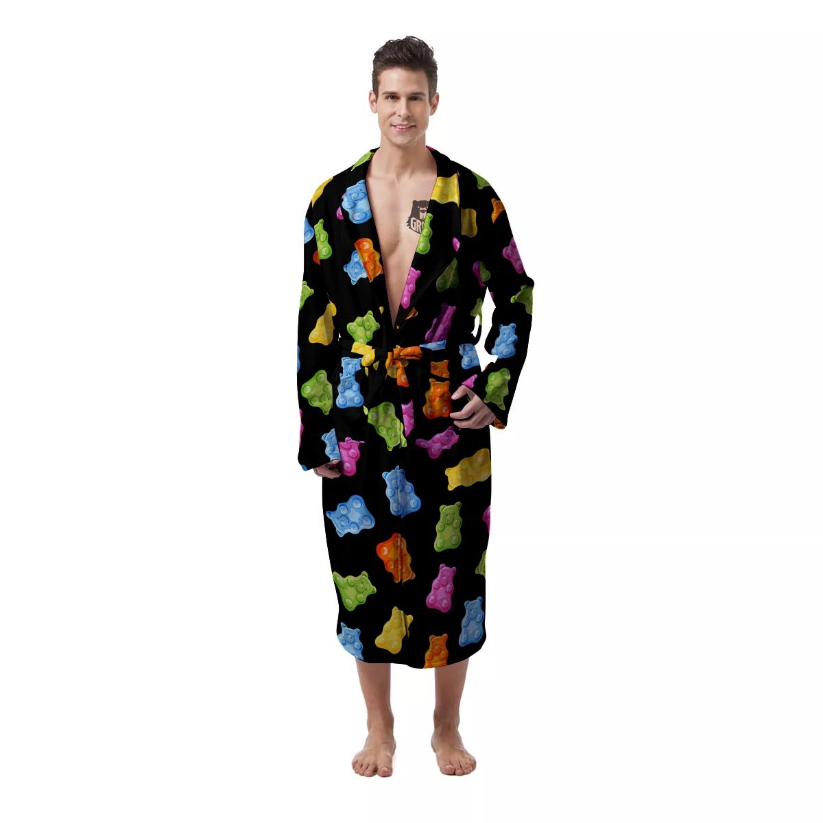 Bear Sweet Gummy Print Pattern Men's Robe-grizzshop