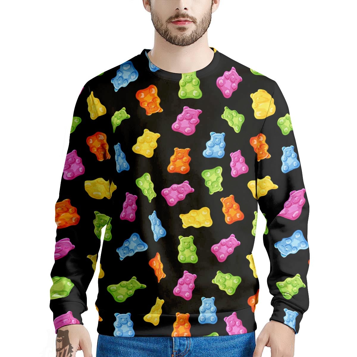 Bear Sweet Gummy Print Pattern Men's Sweatshirt-grizzshop