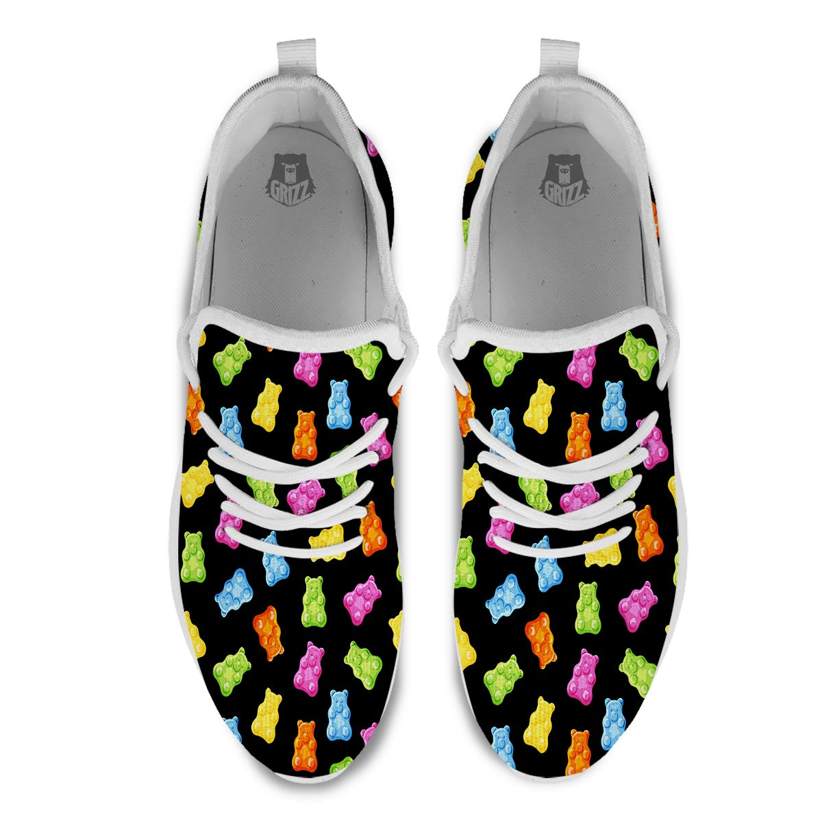 Bear Sweet Gummy Print Pattern White Athletic Shoes-grizzshop