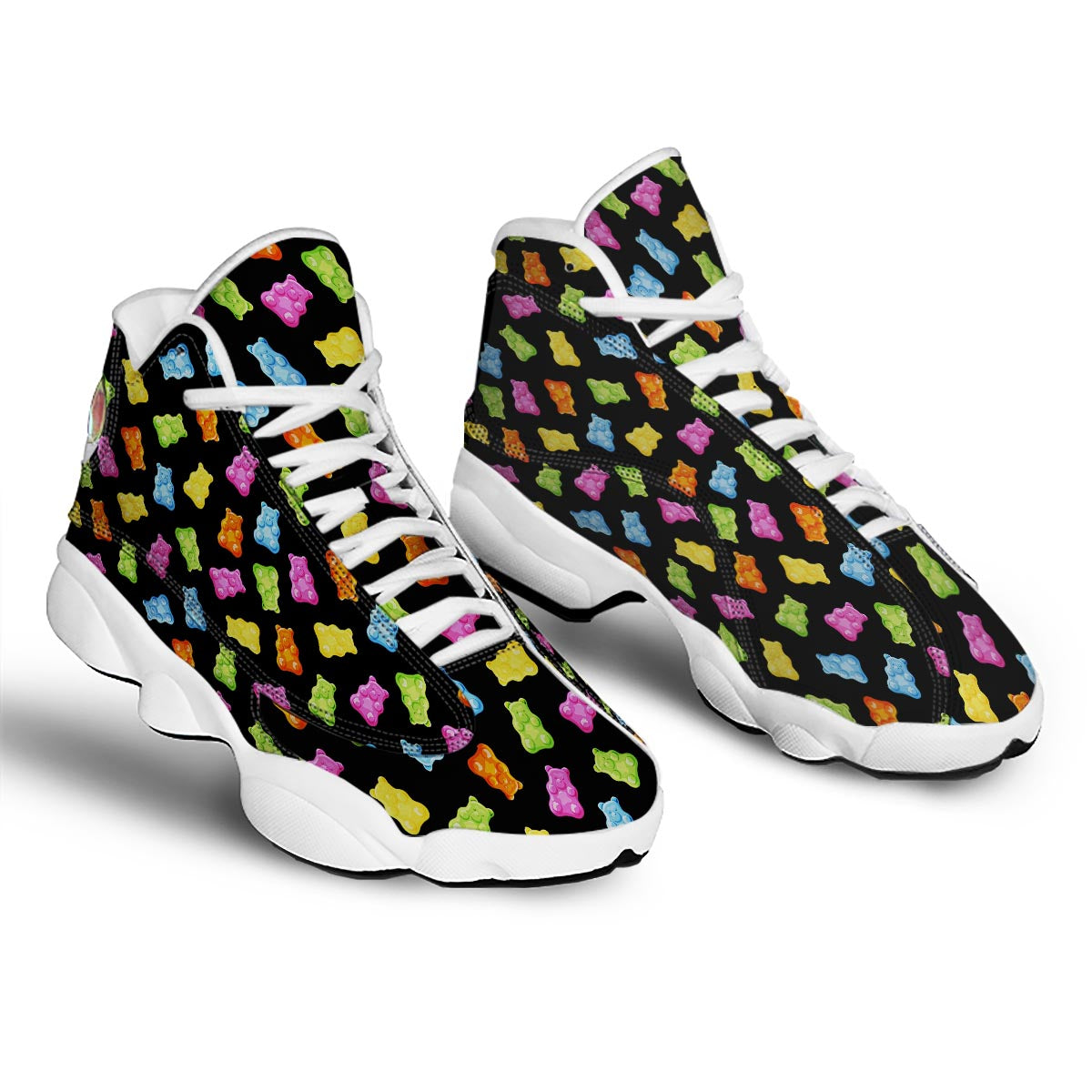 Bear Sweet Gummy Print Pattern White Basketball Shoes-grizzshop
