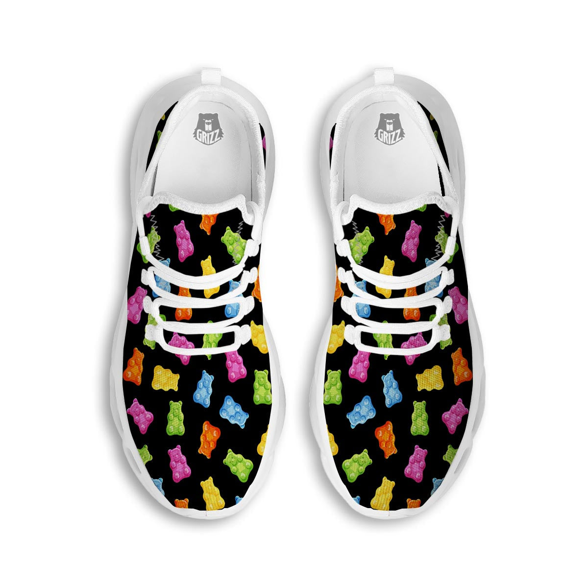 Bear Sweet Gummy Print Pattern White Running Shoes-grizzshop