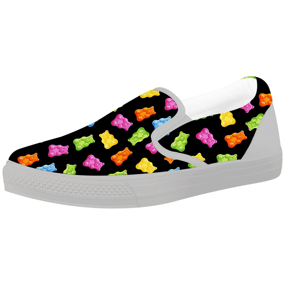 Bear Sweet Gummy Print Pattern White Slip On Shoes-grizzshop