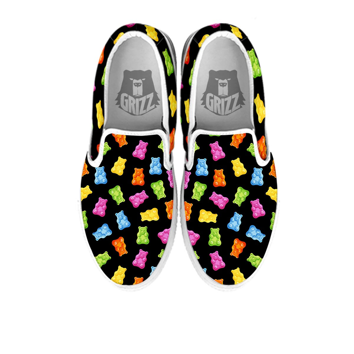 Bear Sweet Gummy Print Pattern White Slip On Shoes-grizzshop