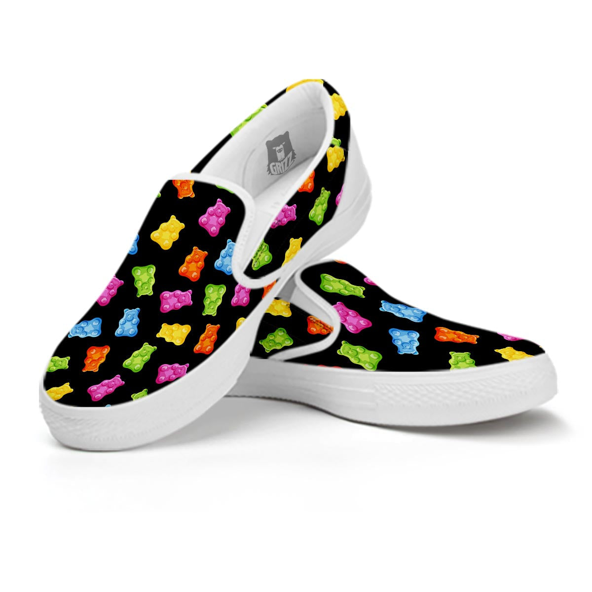 Bear Sweet Gummy Print Pattern White Slip On Shoes-grizzshop