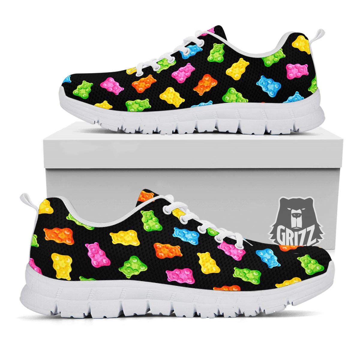 Bear Sweet Gummy Print Pattern White Sneaker-grizzshop