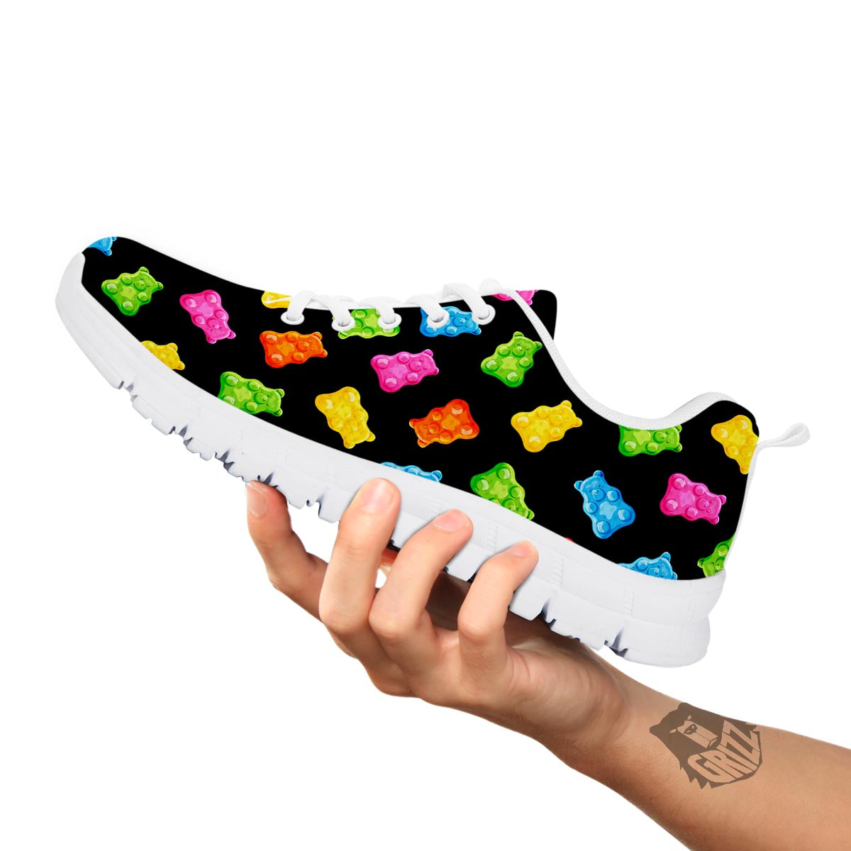 Bear Sweet Gummy Print Pattern White Sneaker-grizzshop