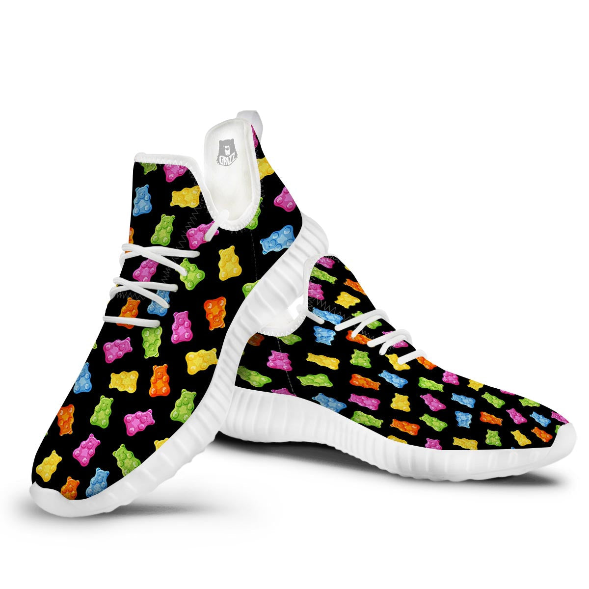 Bear Sweet Gummy Print Pattern White Walking Shoes-grizzshop