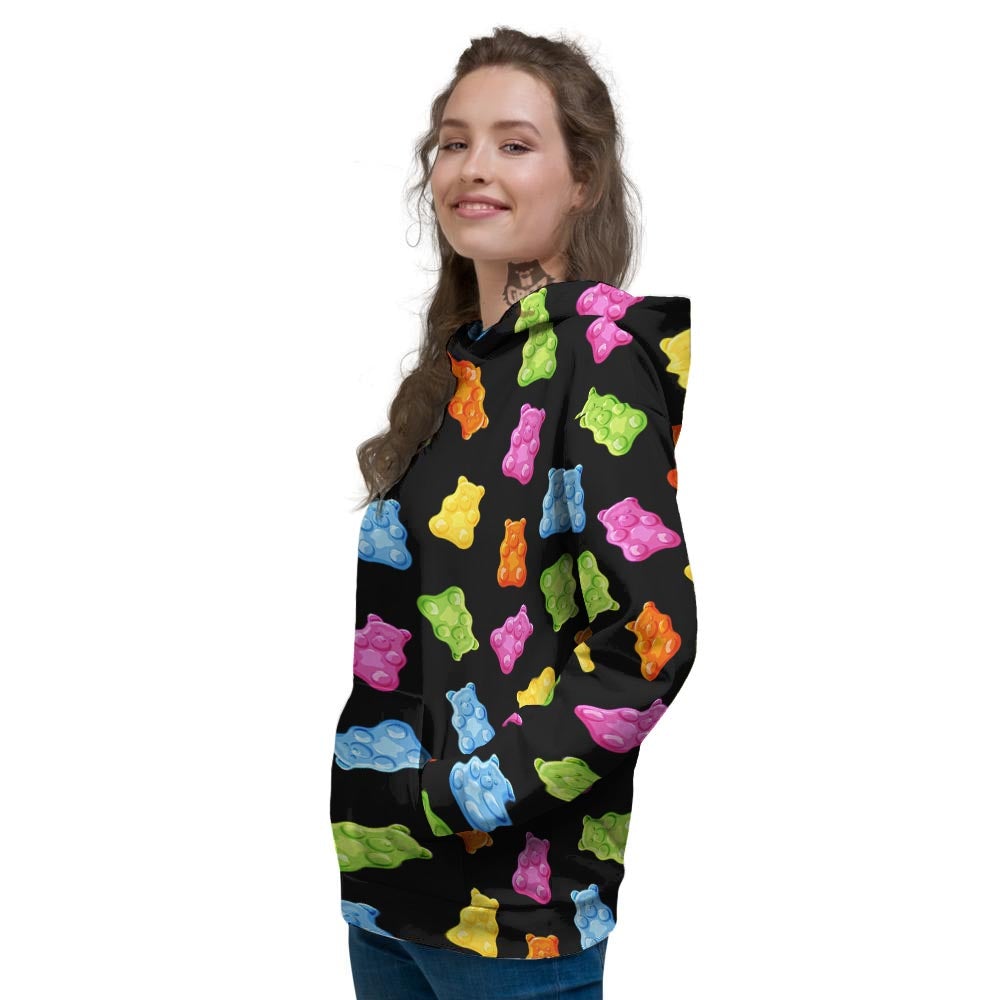Bear Sweet Gummy Print Pattern Women's Hoodie-grizzshop