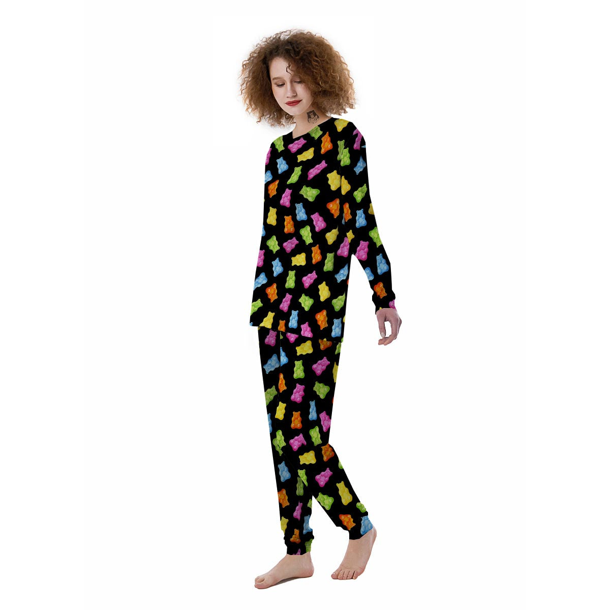 Bear Sweet Gummy Print Pattern Women's Pajamas-grizzshop