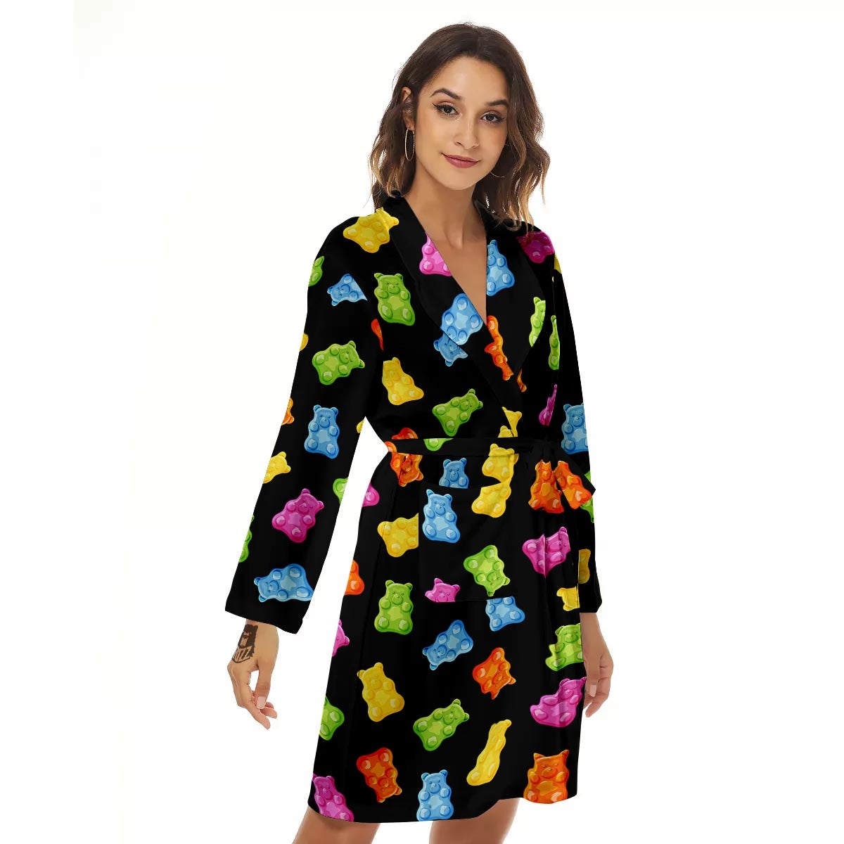 Bear Sweet Gummy Print Pattern Women's Robe-grizzshop