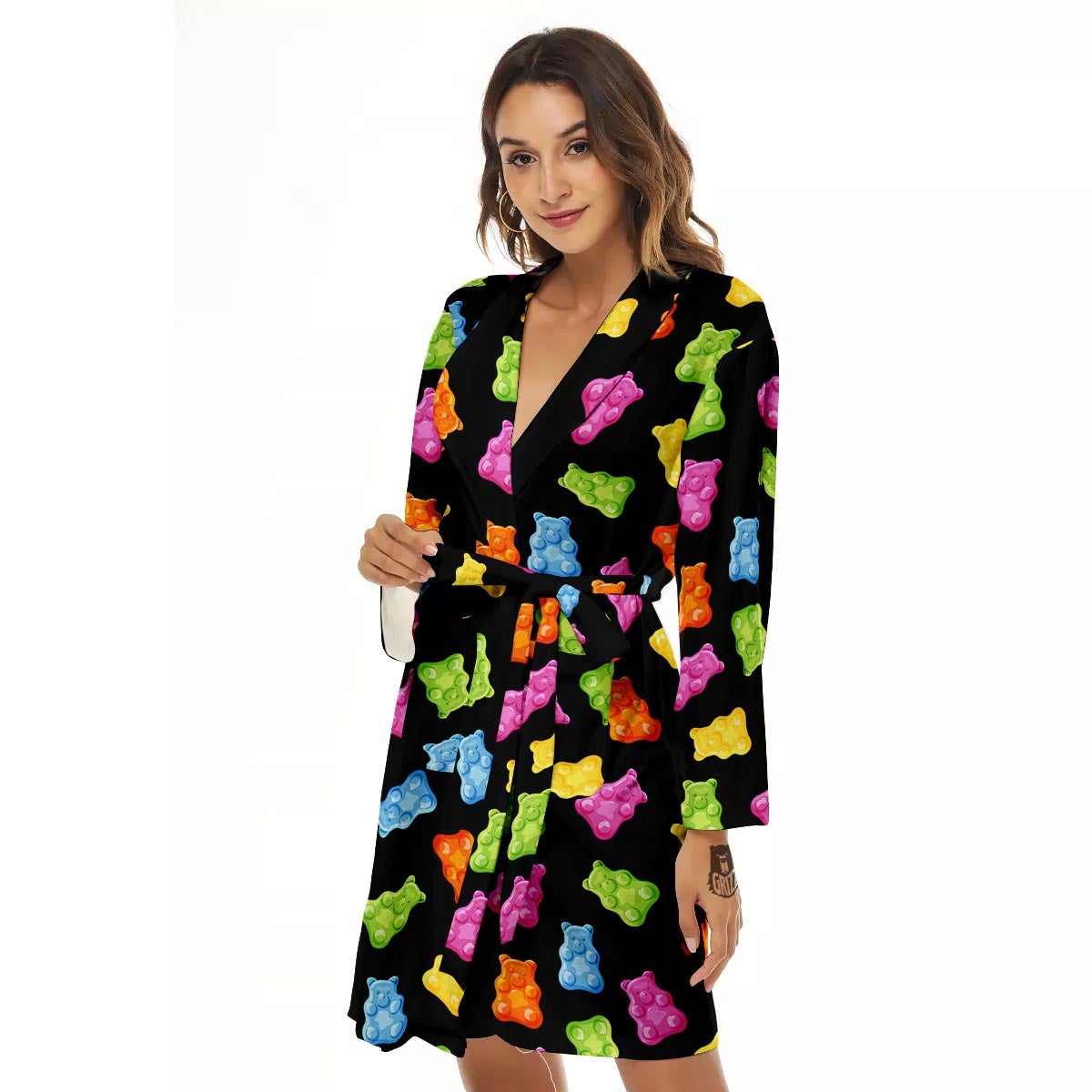 Bear Sweet Gummy Print Pattern Women's Robe-grizzshop