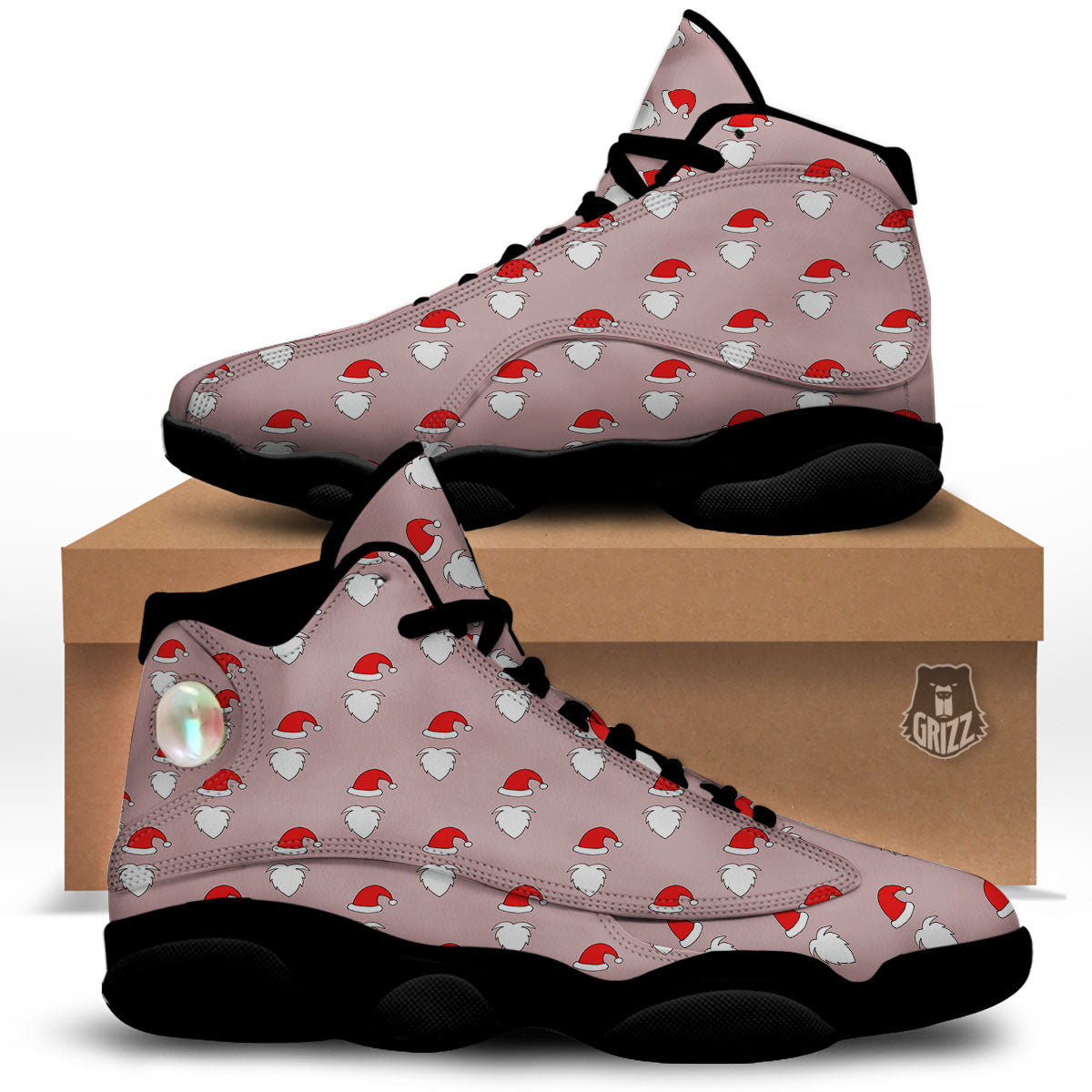 Beard Santa Claus Print Pattern Black Basketball Shoes-grizzshop