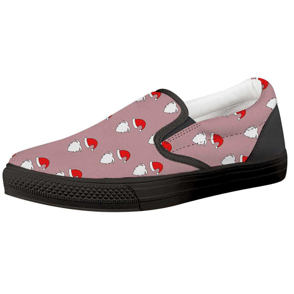 Beard Santa Claus Print Pattern Black Slip On Shoes-grizzshop