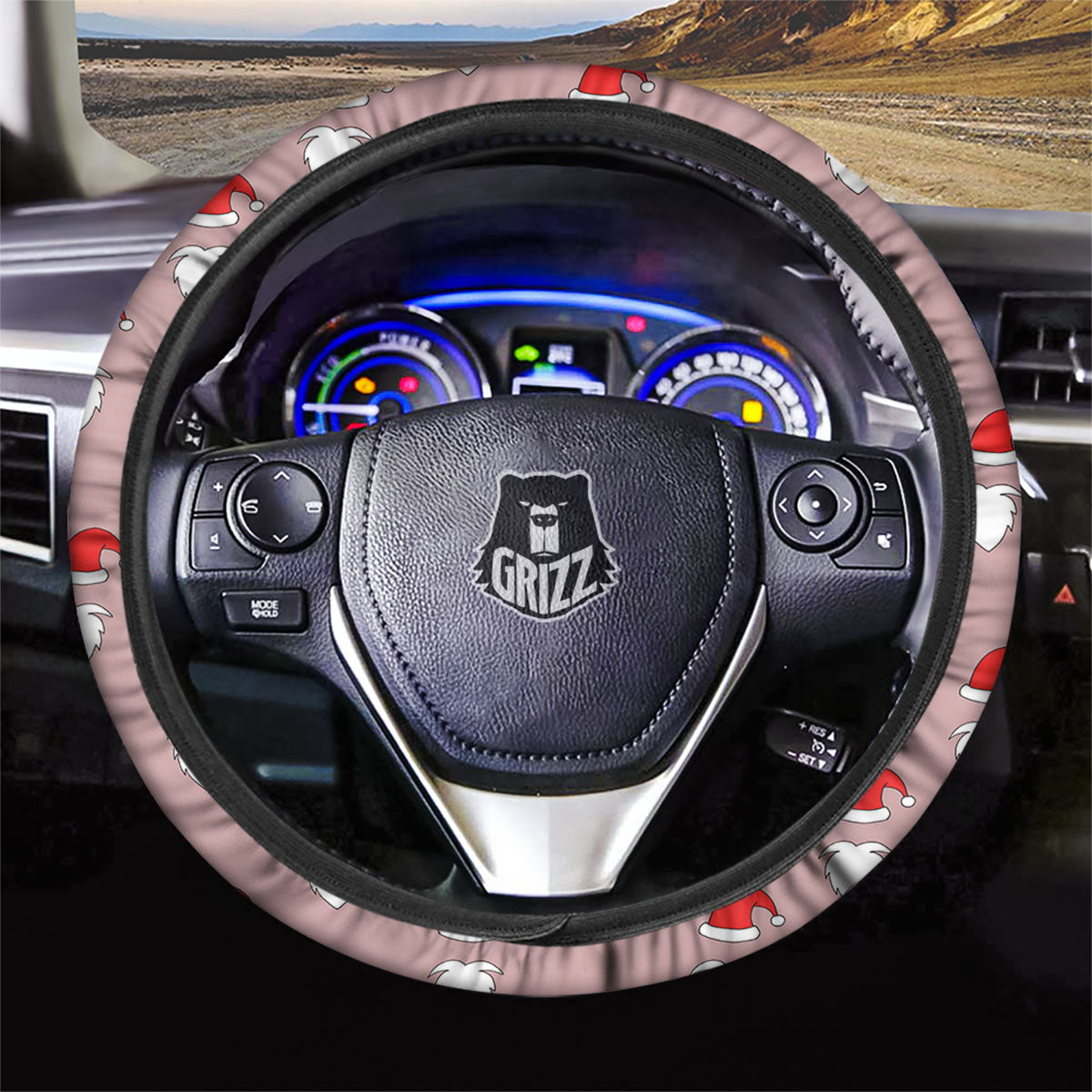 Beard Santa Claus Print Pattern Car Steering Wheel Cover-grizzshop