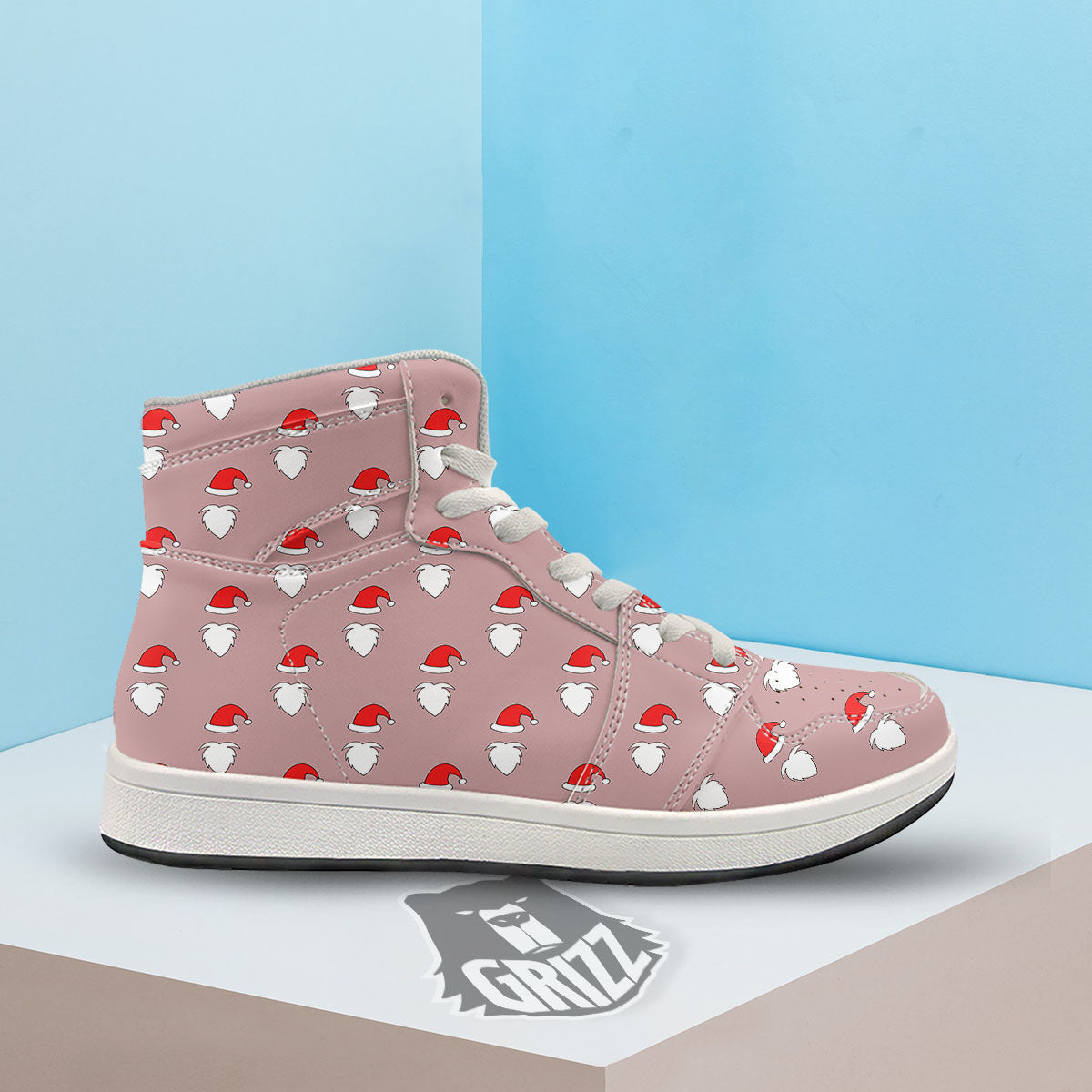 Beard Santa Claus Print Pattern High Top Sneakers-grizzshop