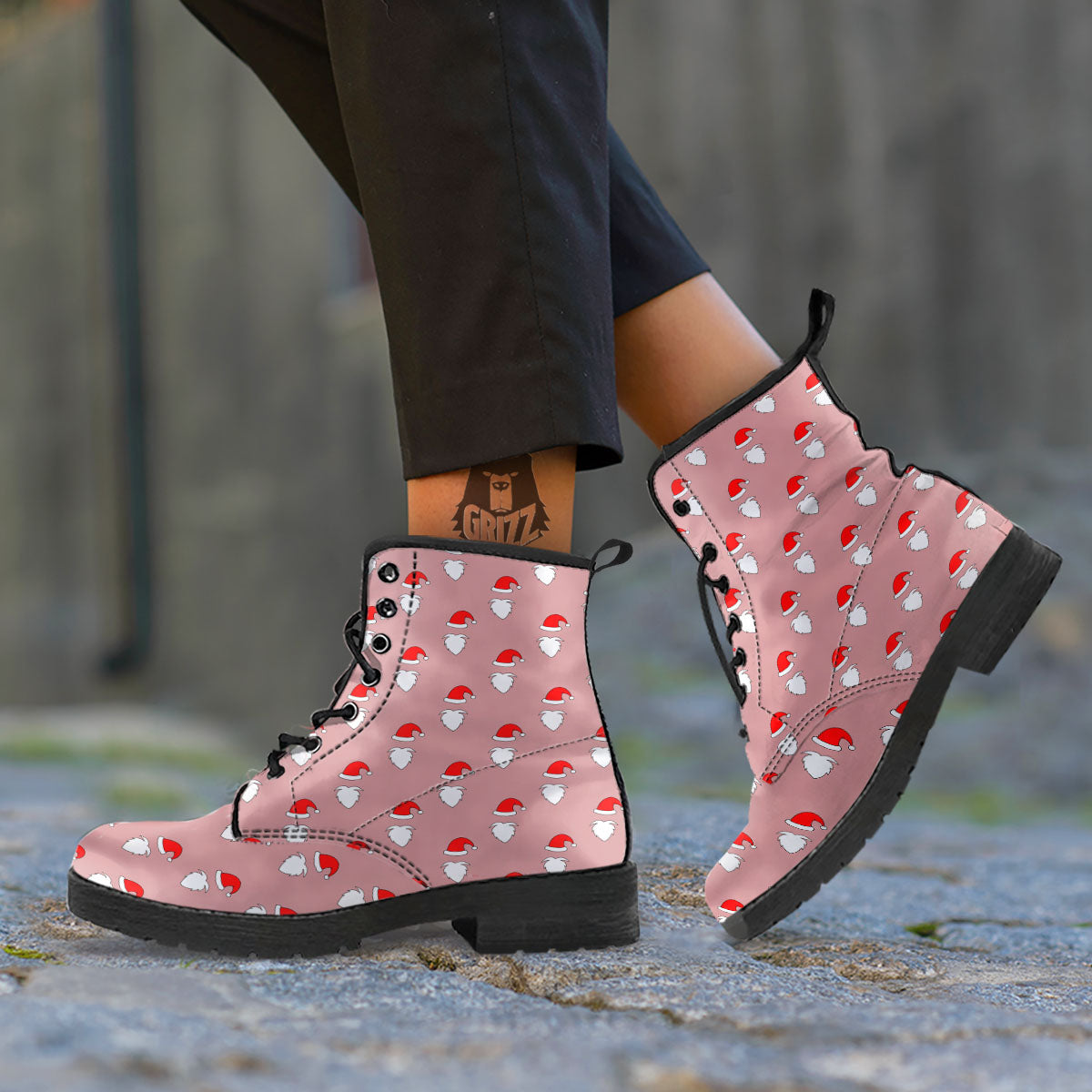 Beard Santa Claus Print Pattern Leather Boots-grizzshop