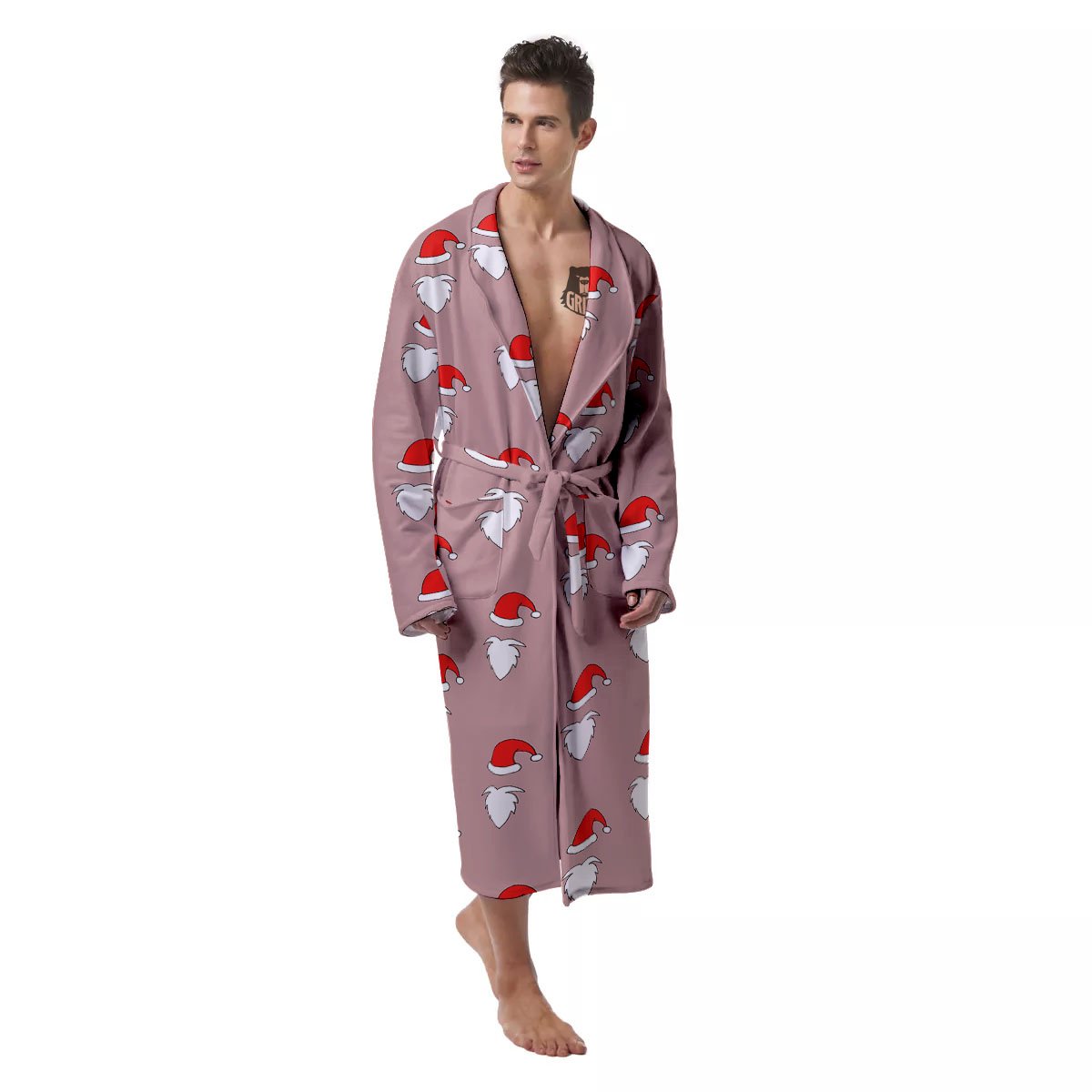 Beard Santa Claus Print Pattern Men's Robe-grizzshop