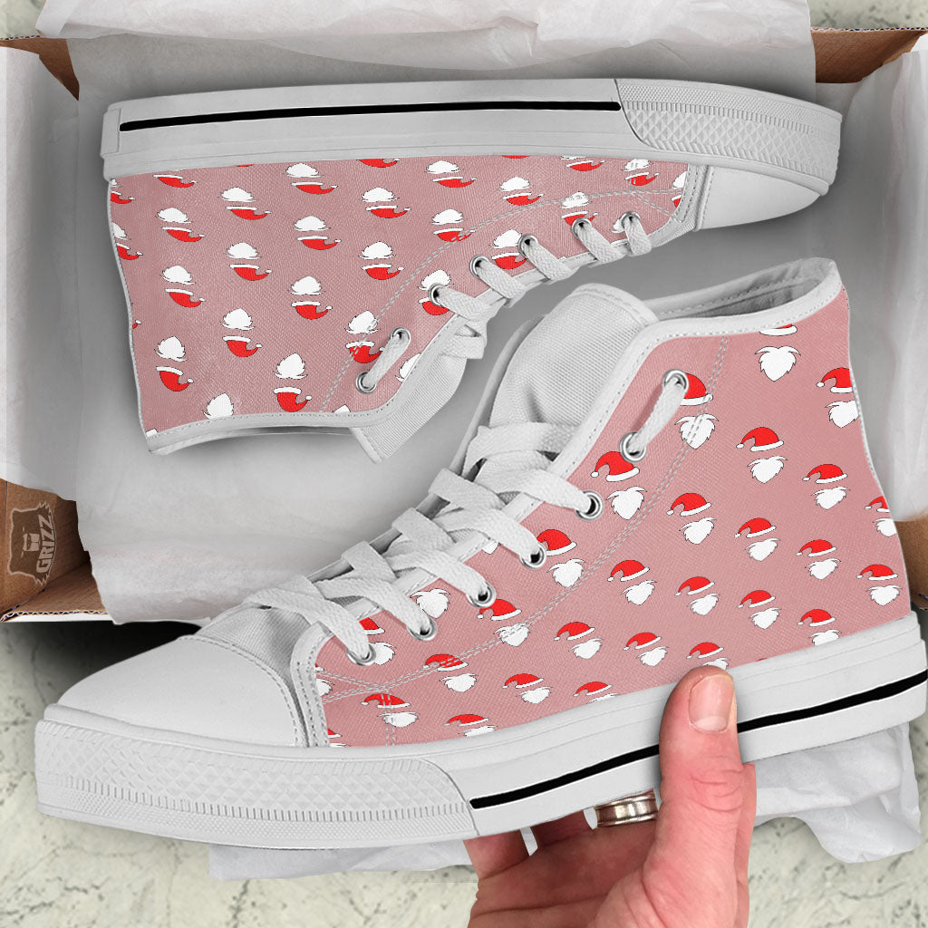 Beard Santa Claus Print Pattern White High Top Shoes-grizzshop