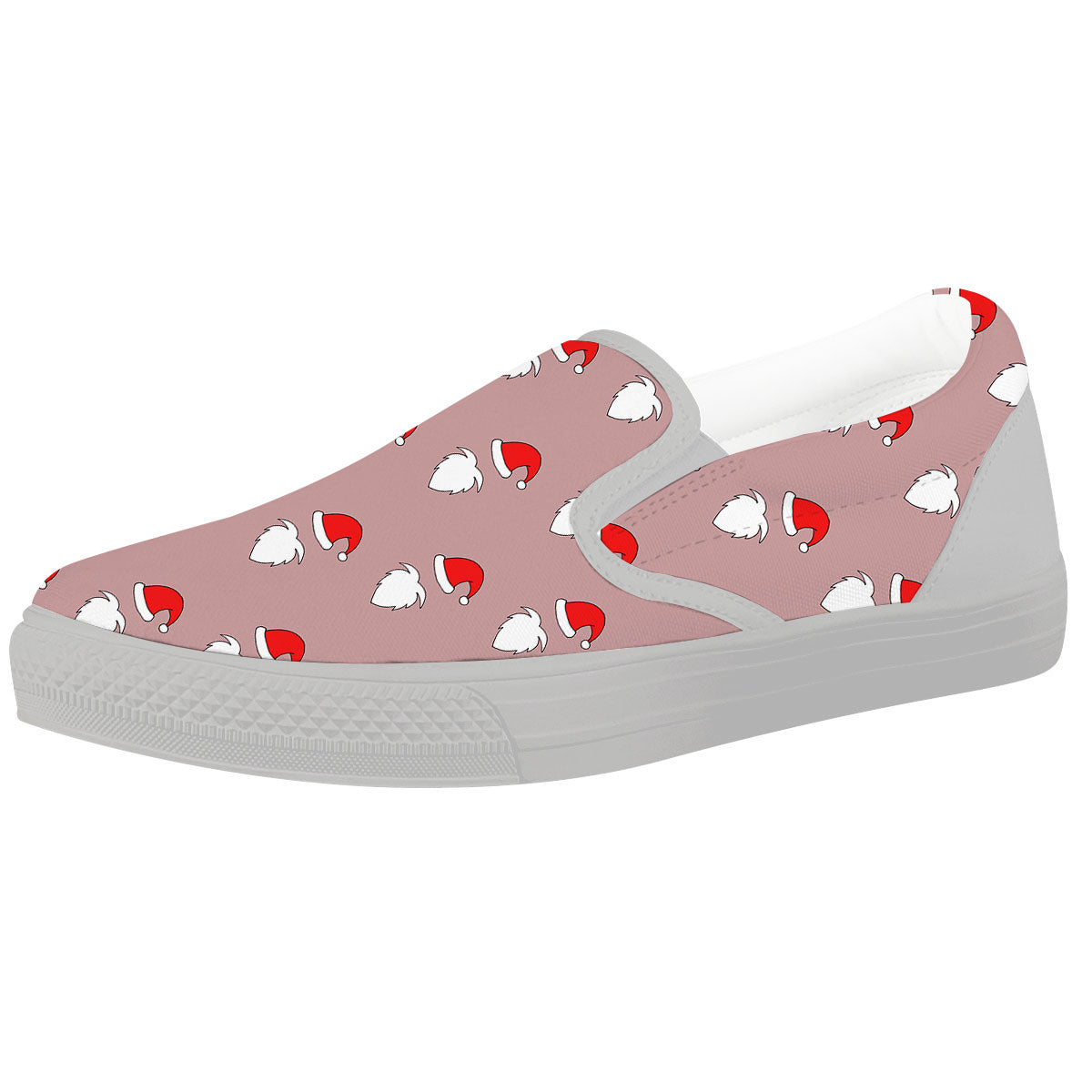 Beard Santa Claus Print Pattern White Slip On Shoes-grizzshop