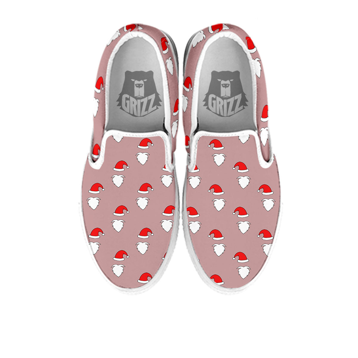 Beard Santa Claus Print Pattern White Slip On Shoes-grizzshop