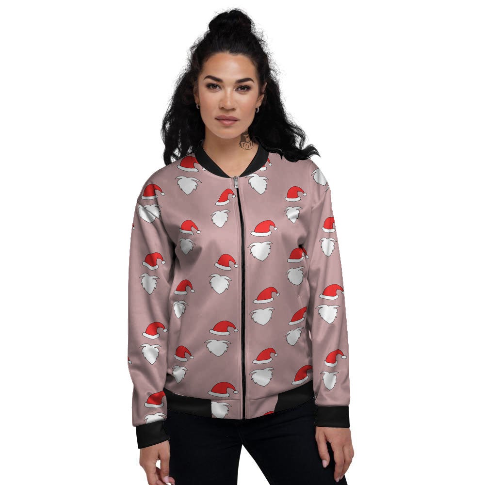 Beard Santa Claus Print Pattern Women's Bomber Jacket-grizzshop