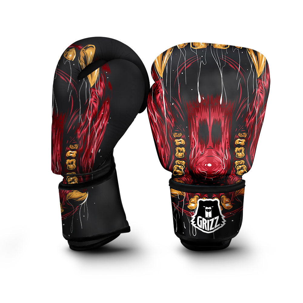 Beast Mouth Open Print Boxing Gloves-grizzshop