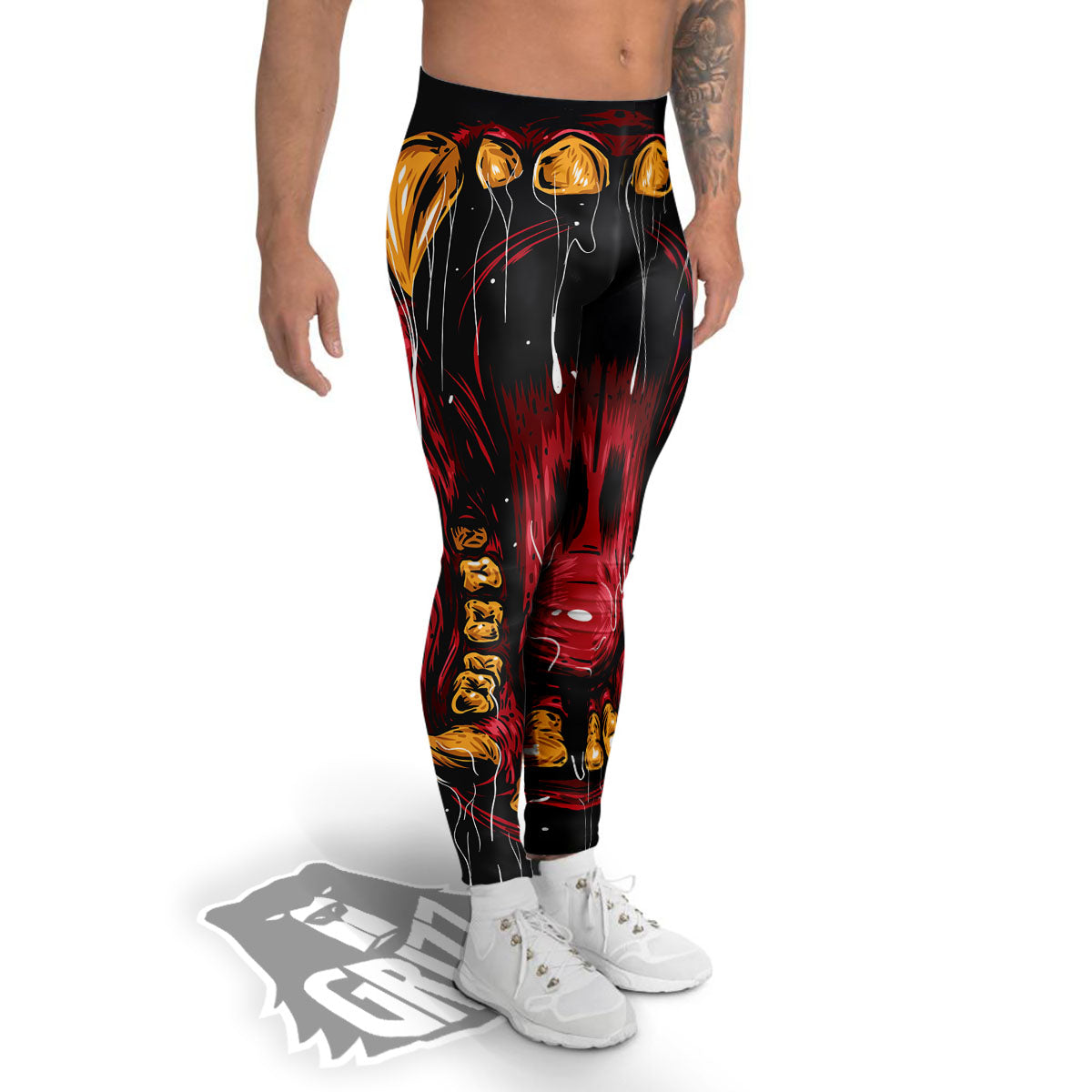 Beast Mouth Open Print Men's Leggings-grizzshop
