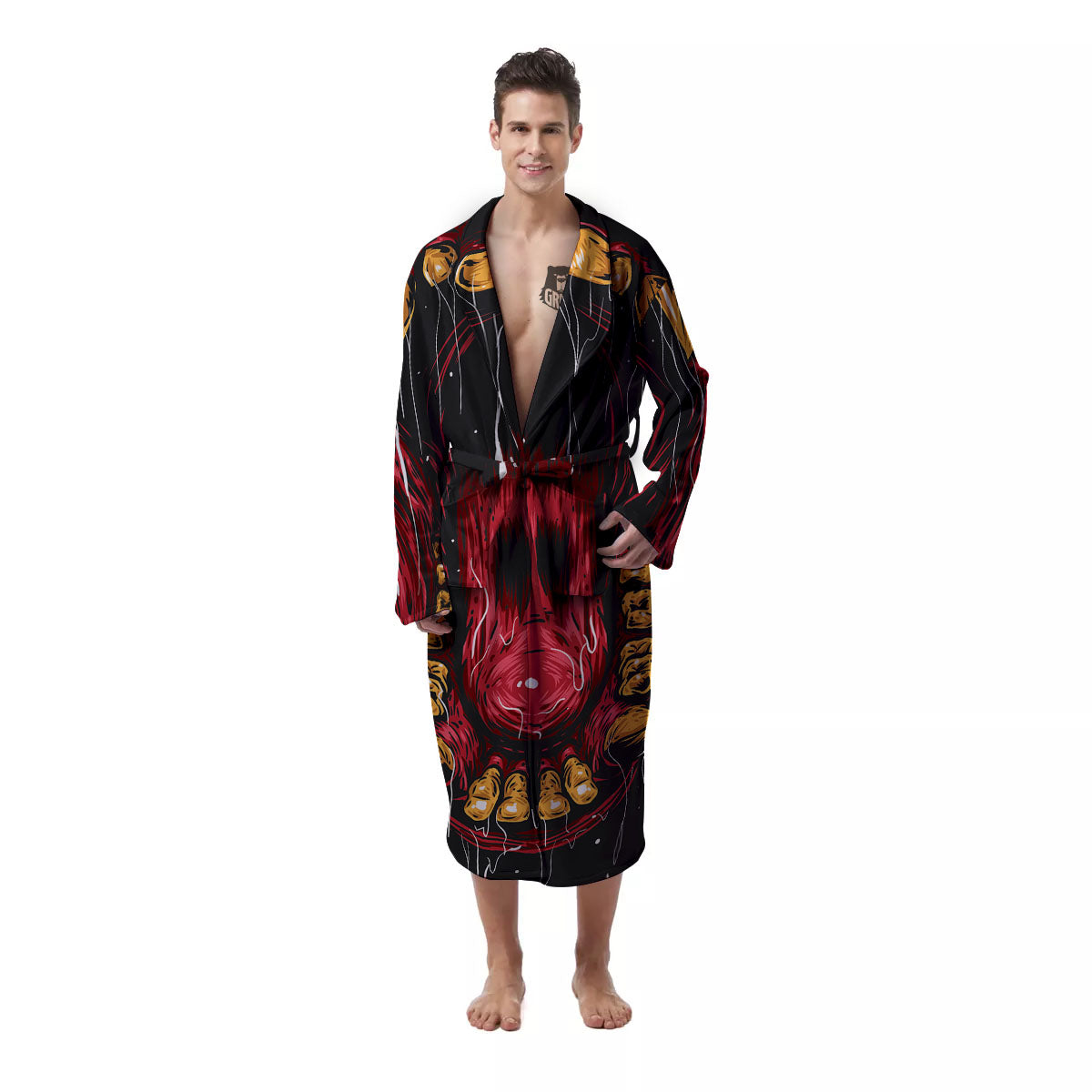 Beast Mouth Open Print Men's Robe-grizzshop