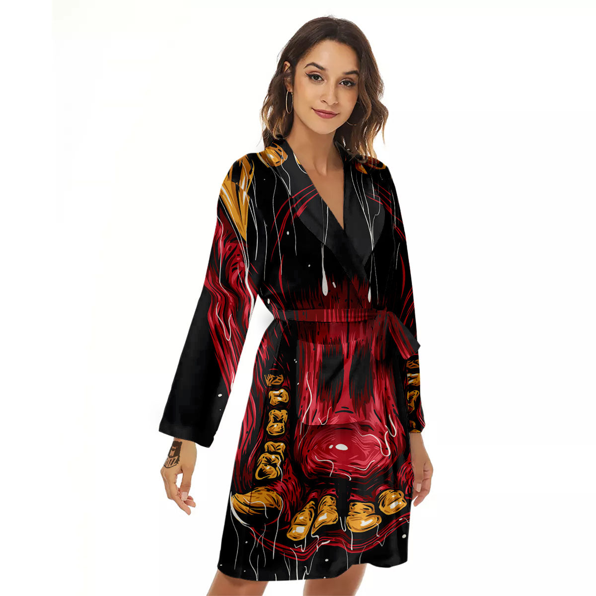 Beast Mouth Open Print Women's Robe-grizzshop