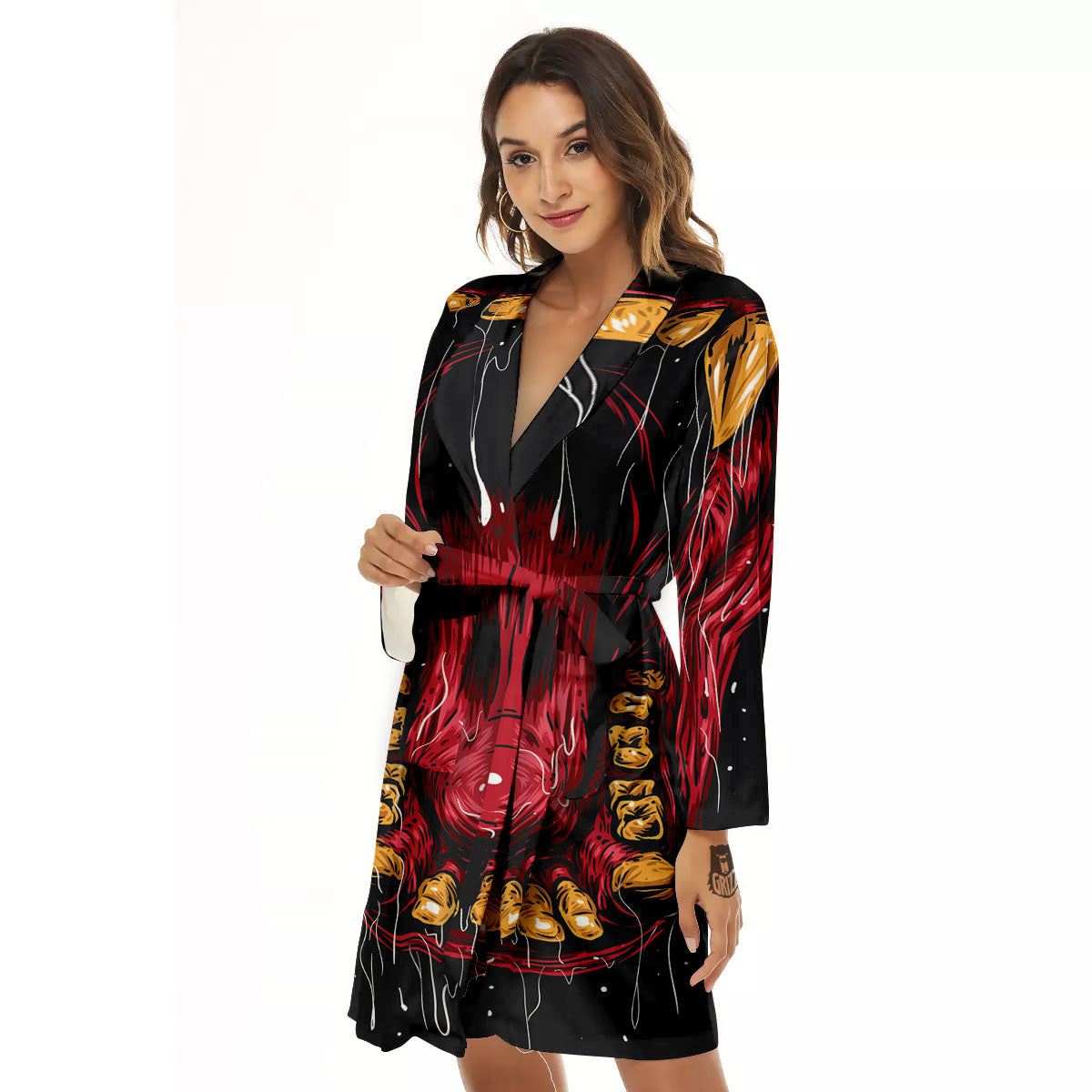 Beast Mouth Open Print Women's Robe-grizzshop